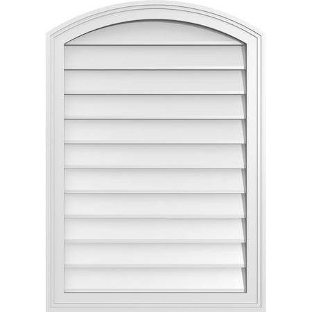 Ekena Millwork Arch Top Surface Mount PVC Gable Vent: Functional, w/ 2"W x 1-1/2"P Brickmould Frame, 24"W x 34"H GVPAR24X3402SF
